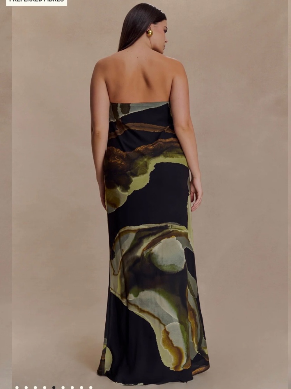 Meshki Amaya Strapless Chiffon Maxi Dress - Green Fluid Print - Picture 3 of 5